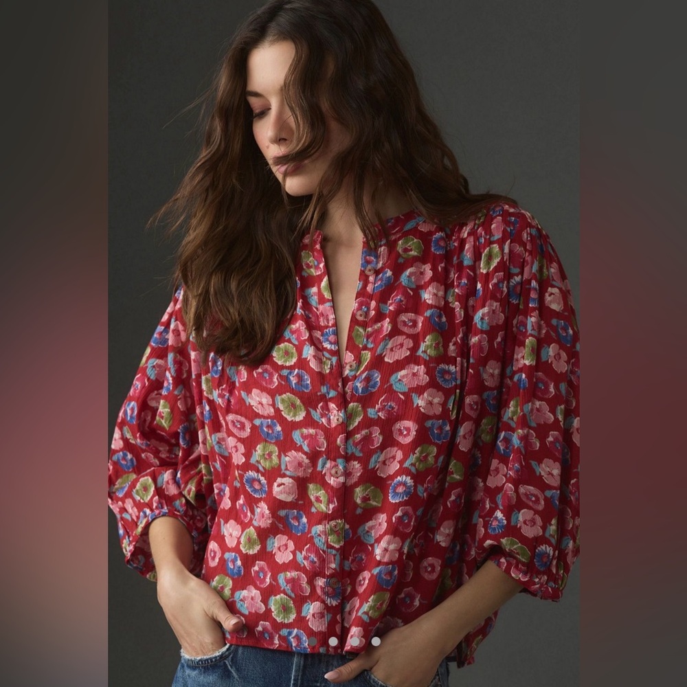 Pilcro Anthropologie Sidney Shrunken Batwing Blouse